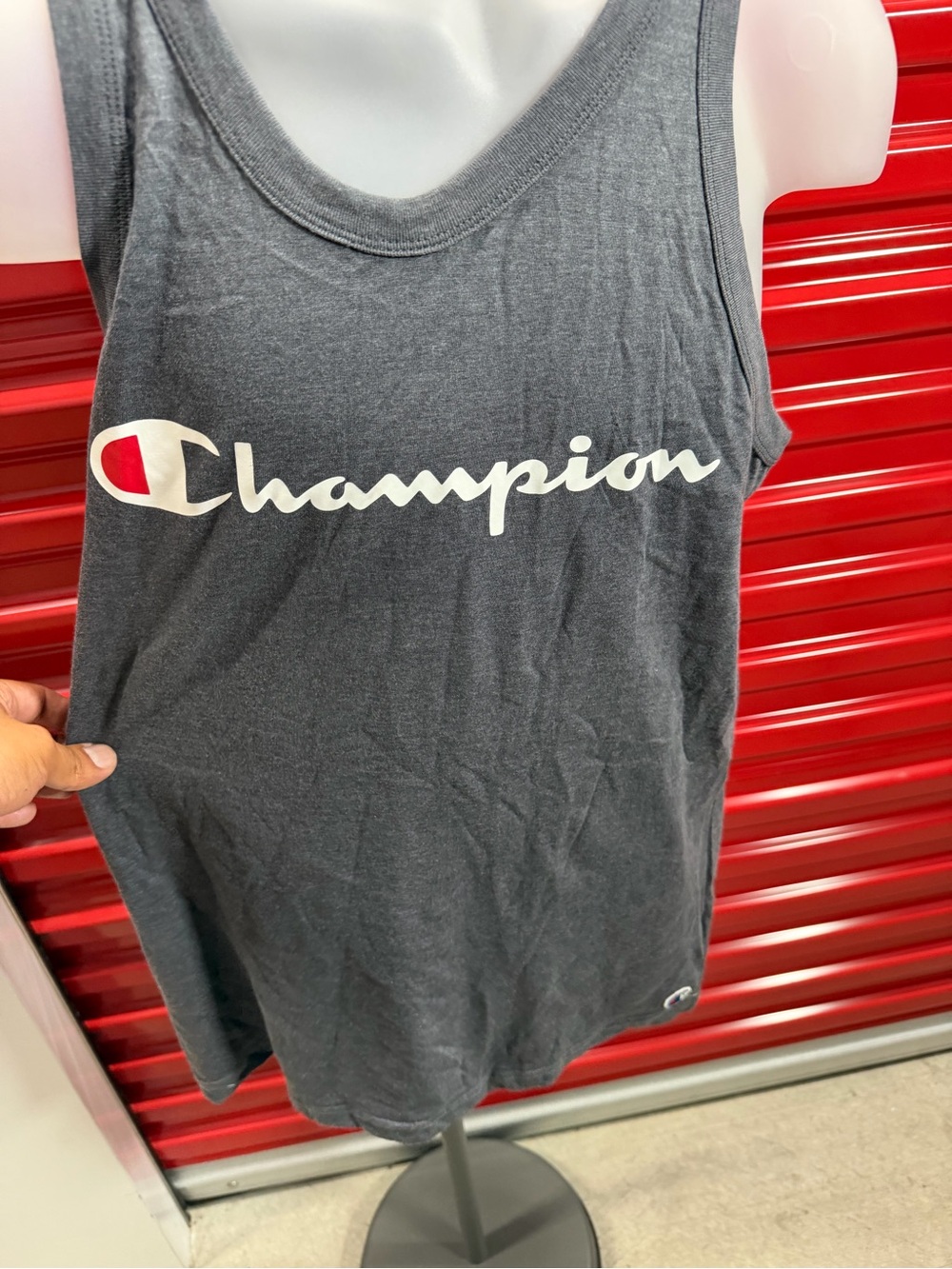 Champion Gray Tank Top with White & Red Logo